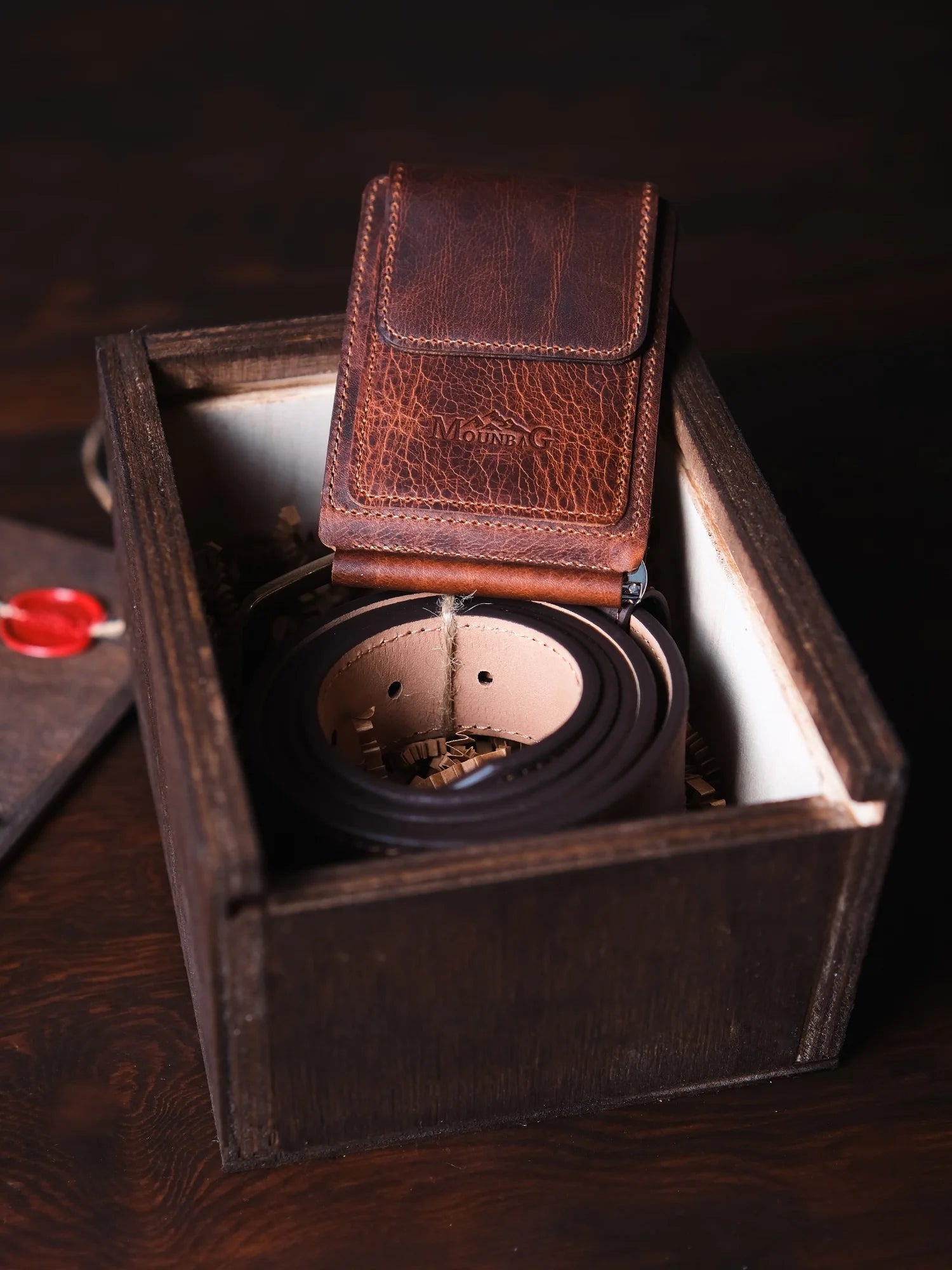 Deri Kemer & Magnesia Nakit Klipsli Cüzdan Seti