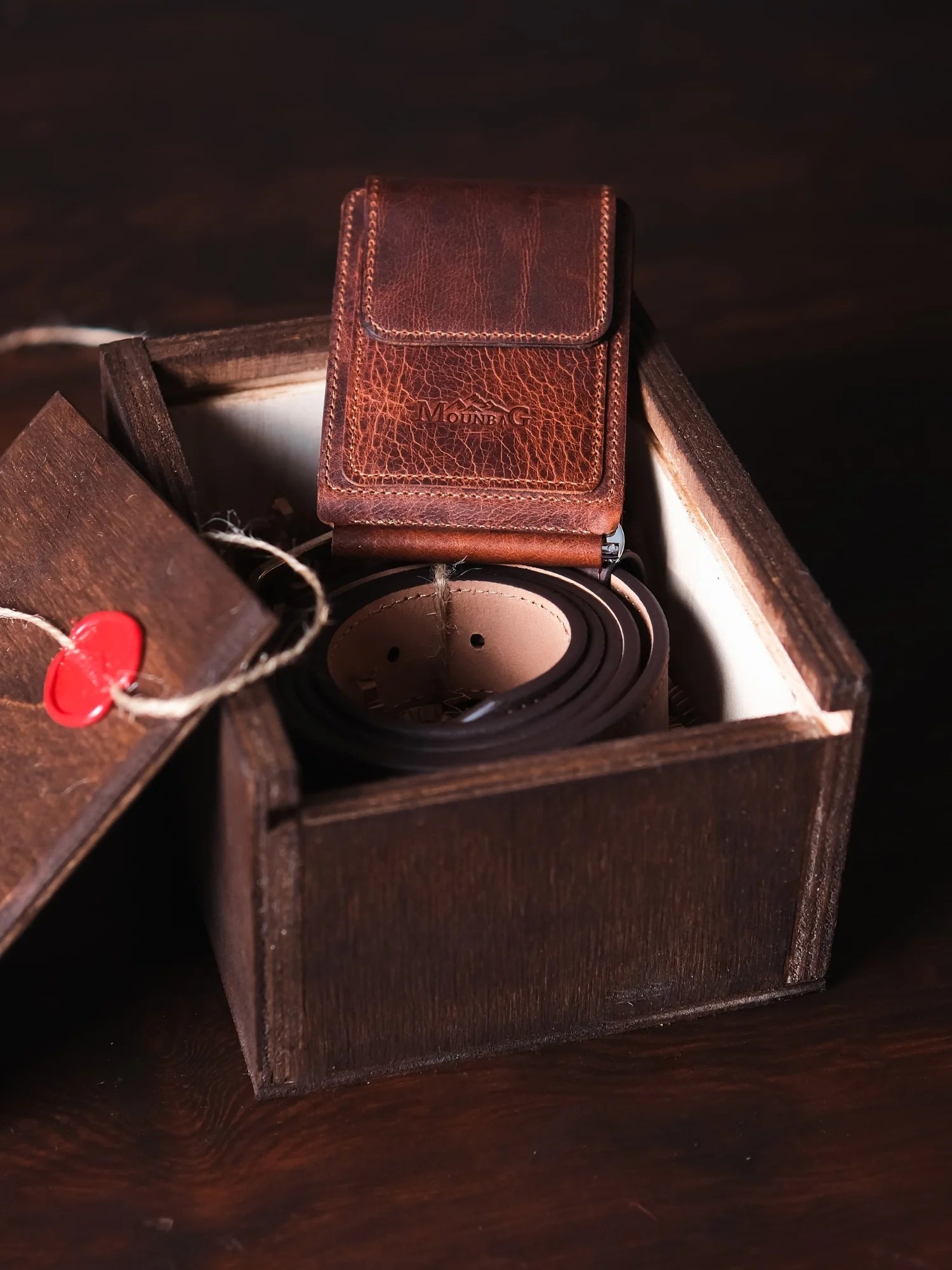 Deri Kemer & Magnesia Nakit Klipsli Cüzdan Seti