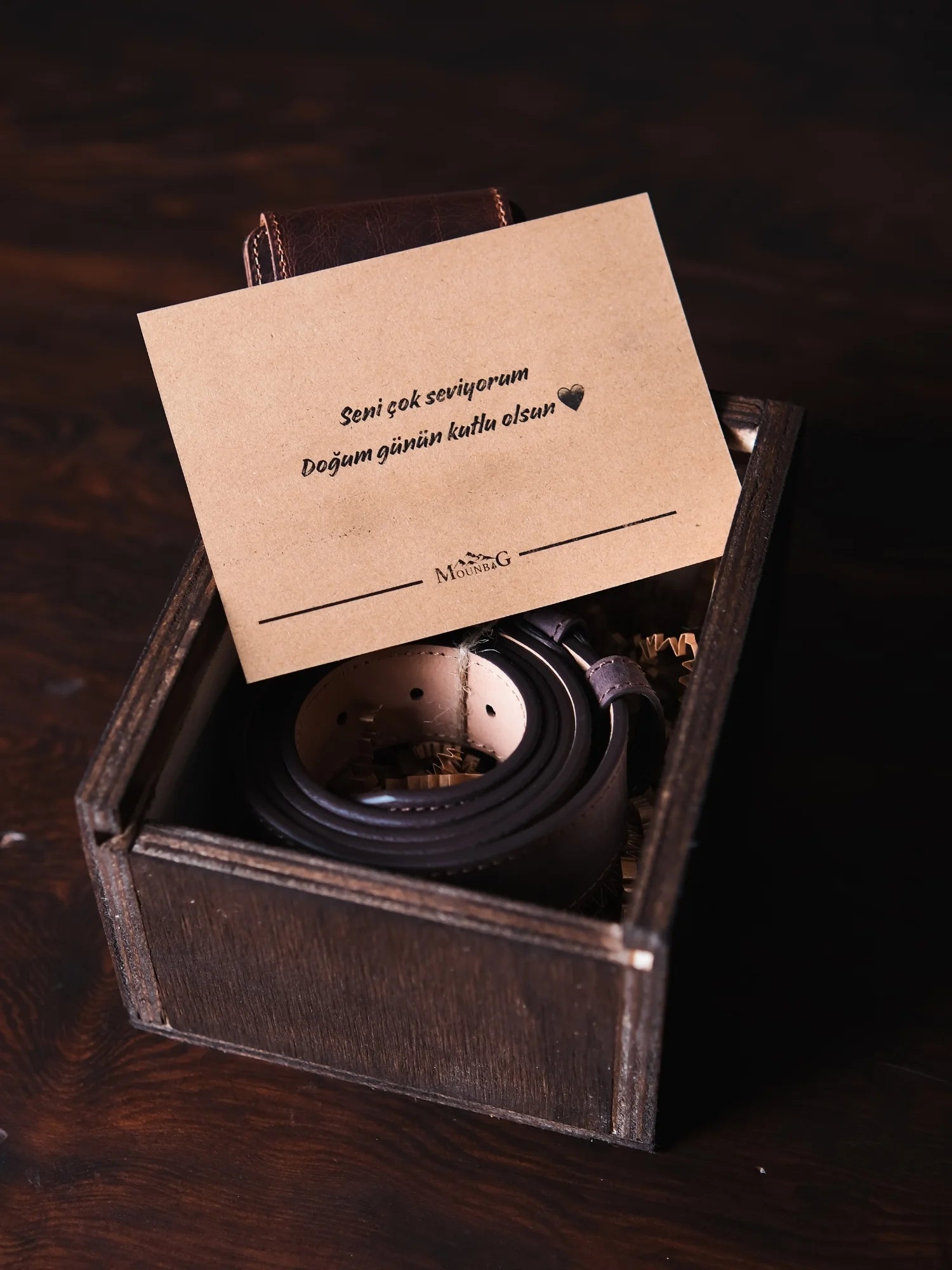 Deri Kemer & Magnesia Nakit Klipsli Cüzdan Seti