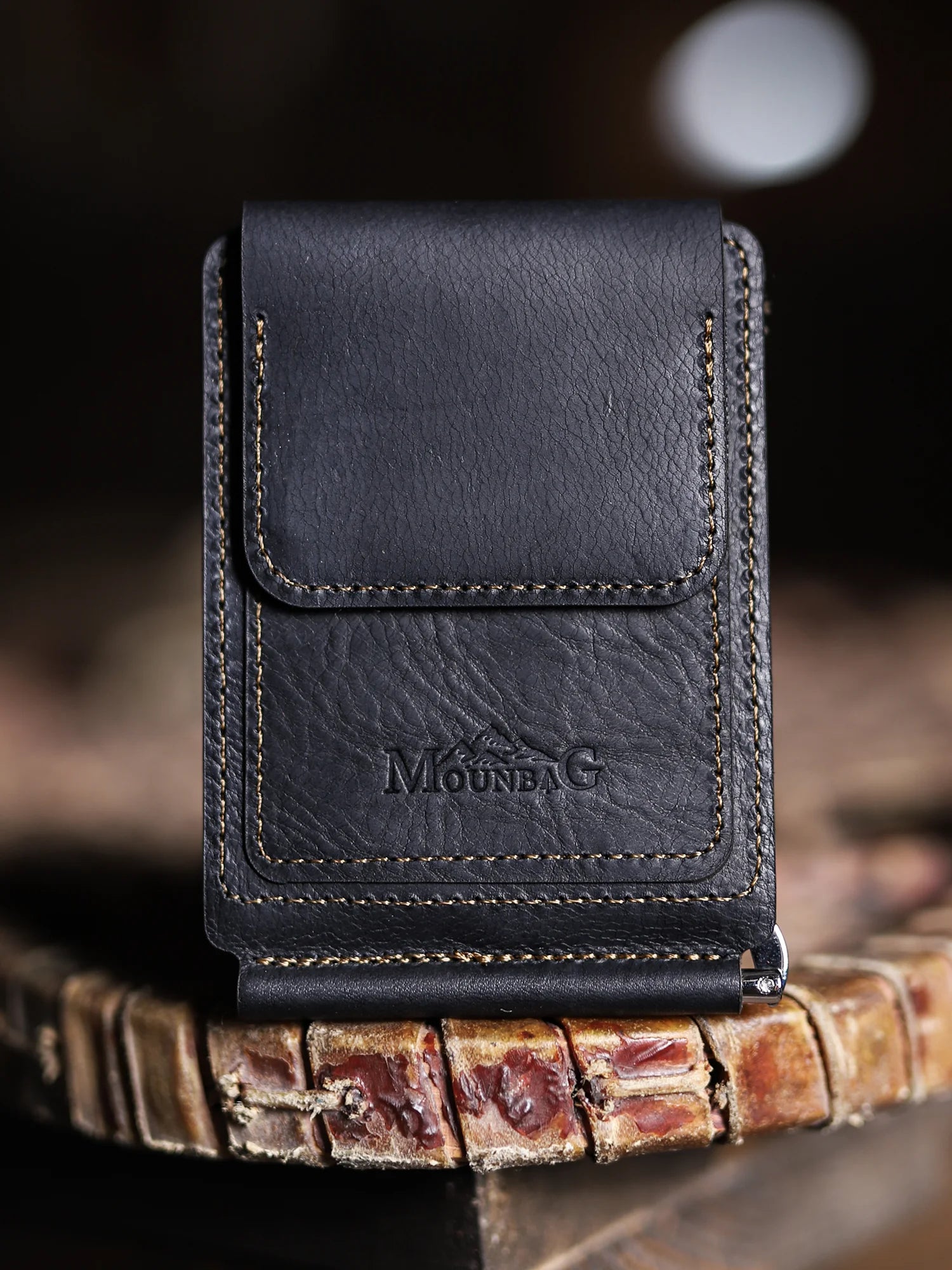 Deri Kemer & Magnesia Nakit Klipsli Cüzdan Seti