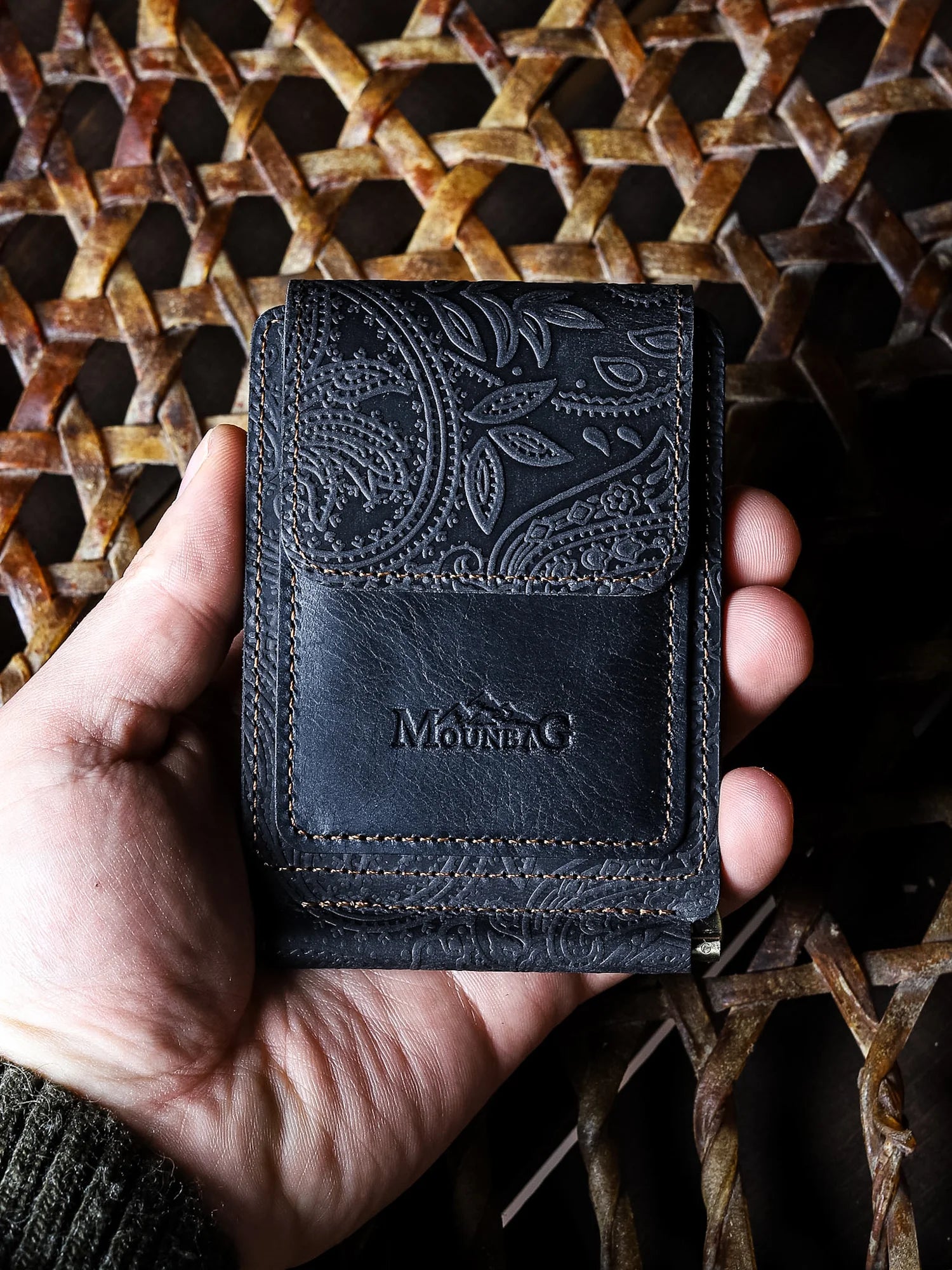 Magnesia Ethnique Nakit Klipsli Deri Cüzdan