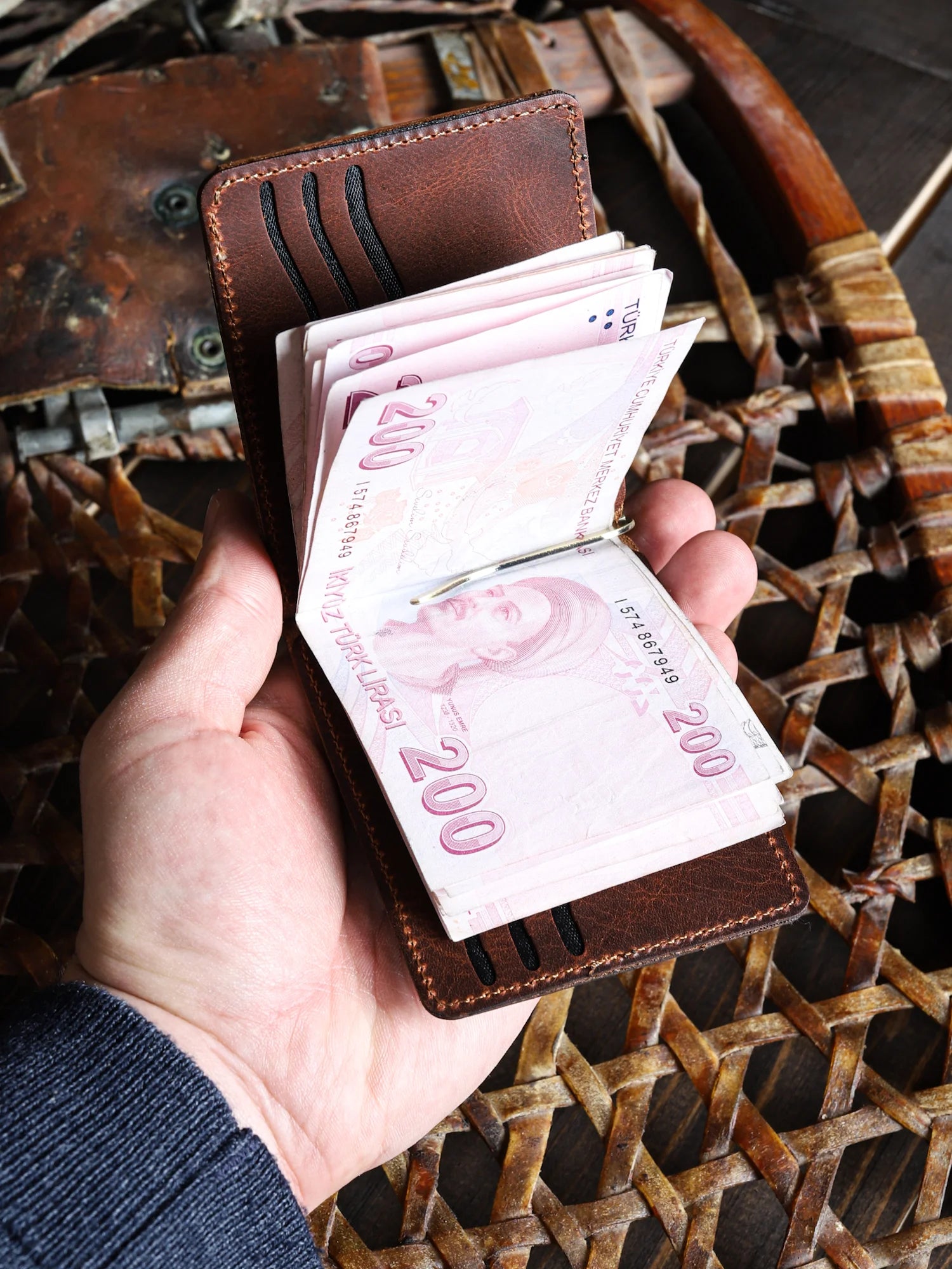 Priene Nakit Klipsli Deri Cüzdan