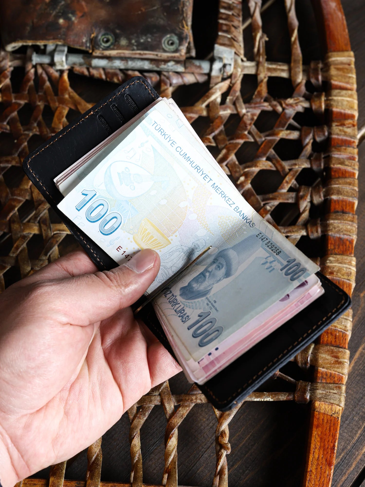 Priene Nakit Klipsli Deri Cüzdan