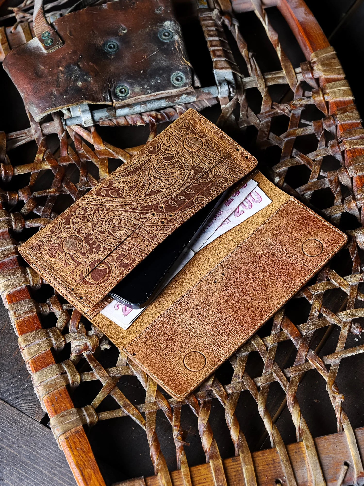 Machu Ethnique Deri Telefon Cüzdanı