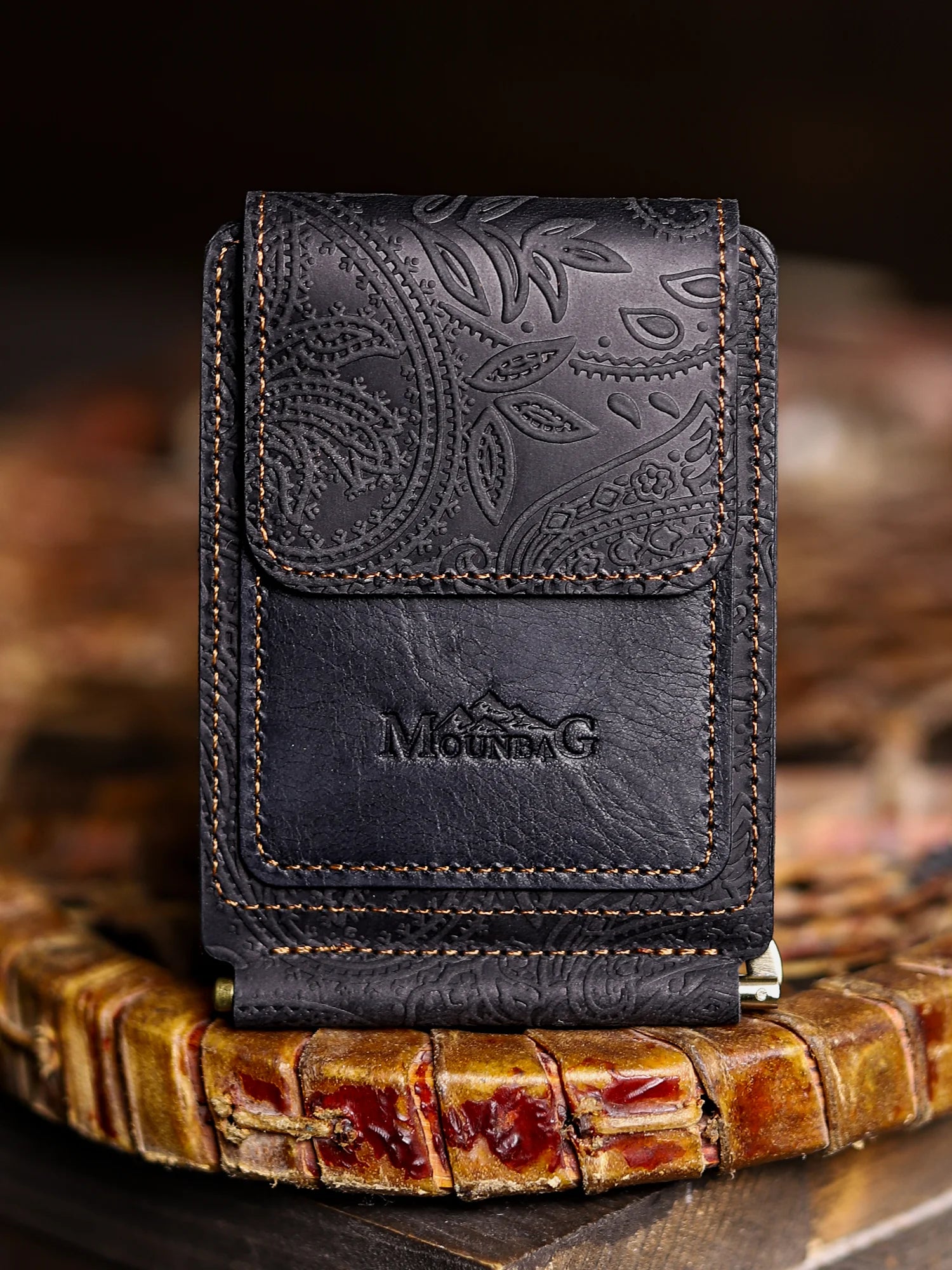 Magnesia Ethnique Nakit Klipsli Deri Cüzdan