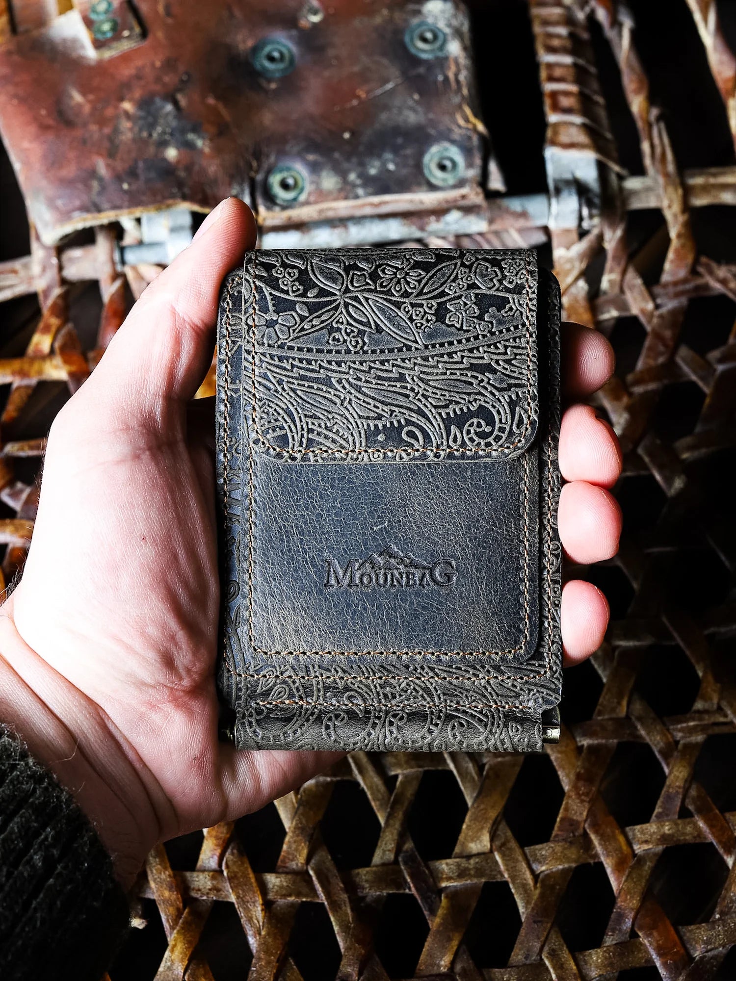 Magnesia Ethnique Nakit Klipsli Deri Cüzdan