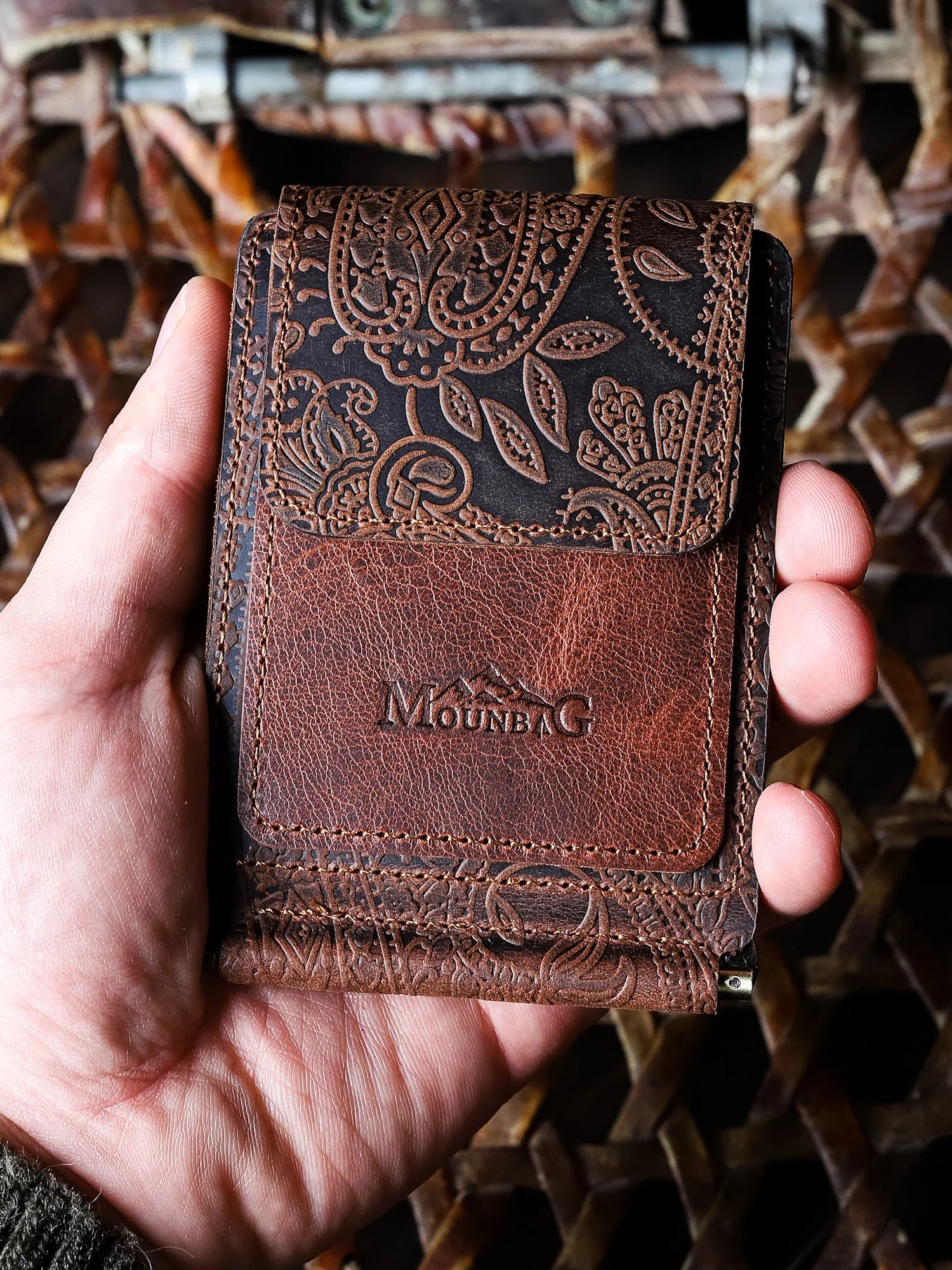 Magnesia Ethnique Nakit Klipsli Deri Cüzdan