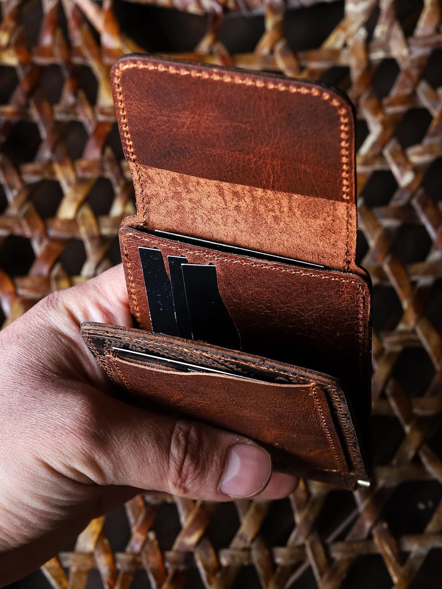 Magnesia Ethnique Nakit Klipsli Deri Cüzdan