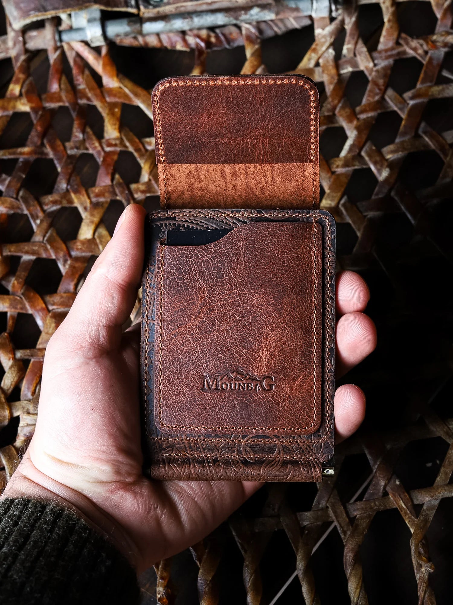 Magnesia Ethnique Nakit Klipsli Deri Cüzdan