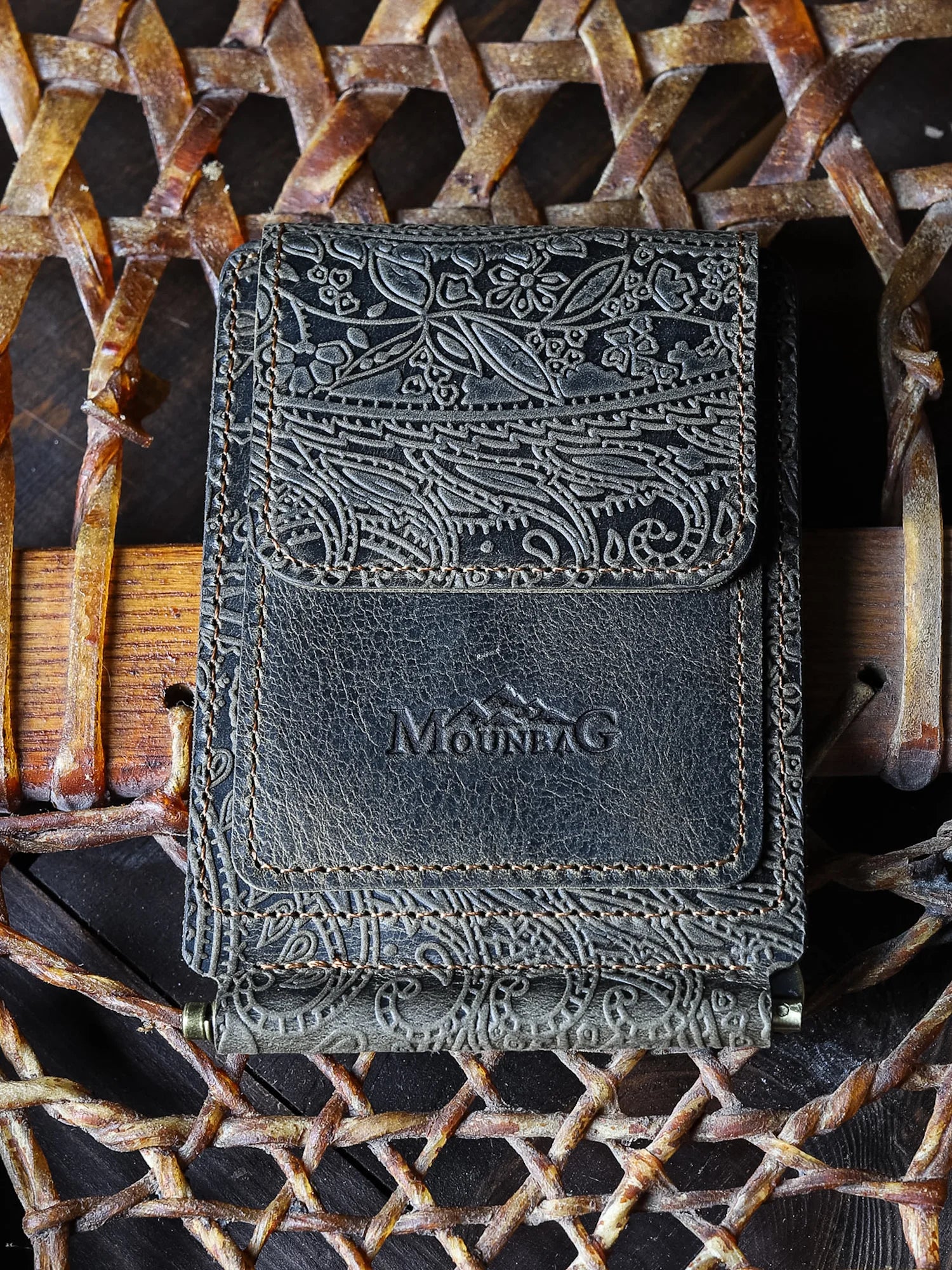 Magnesia Ethnique Nakit Klipsli Deri Cüzdan