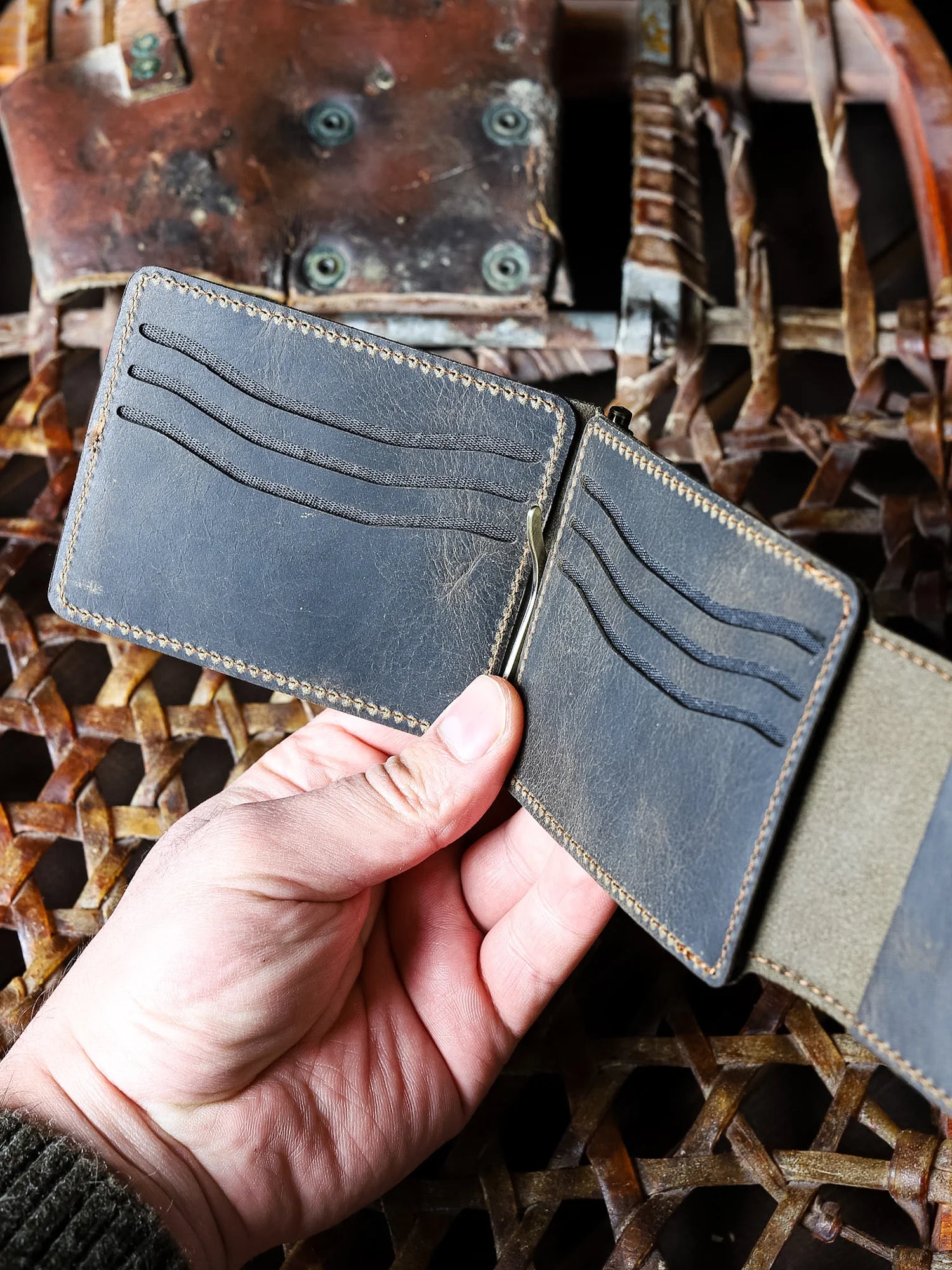 Magnesia Ethnique Nakit Klipsli Deri Cüzdan