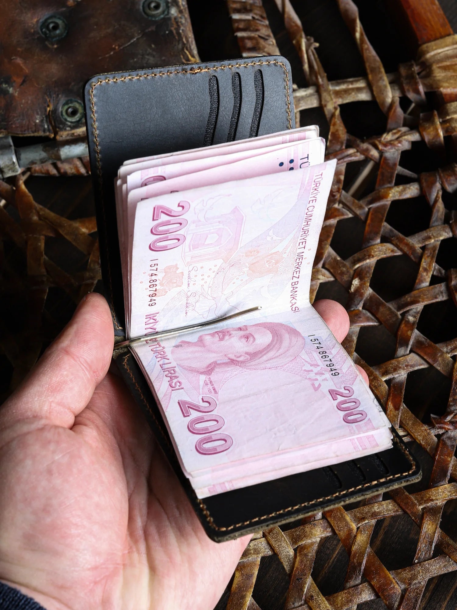 Priene Nakit Klipsli Deri Cüzdan