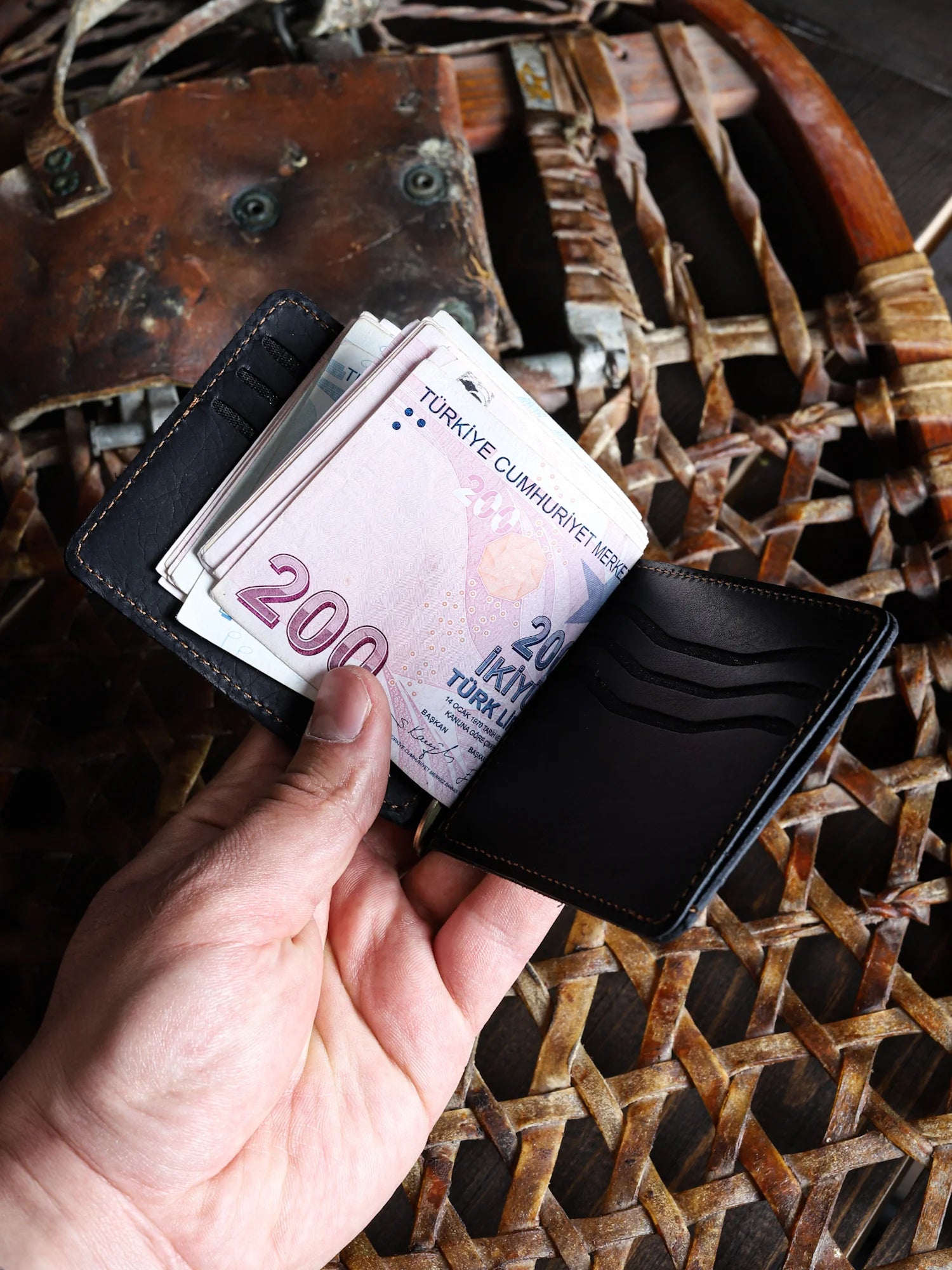 Priene Nakit Klipsli Deri Cüzdan